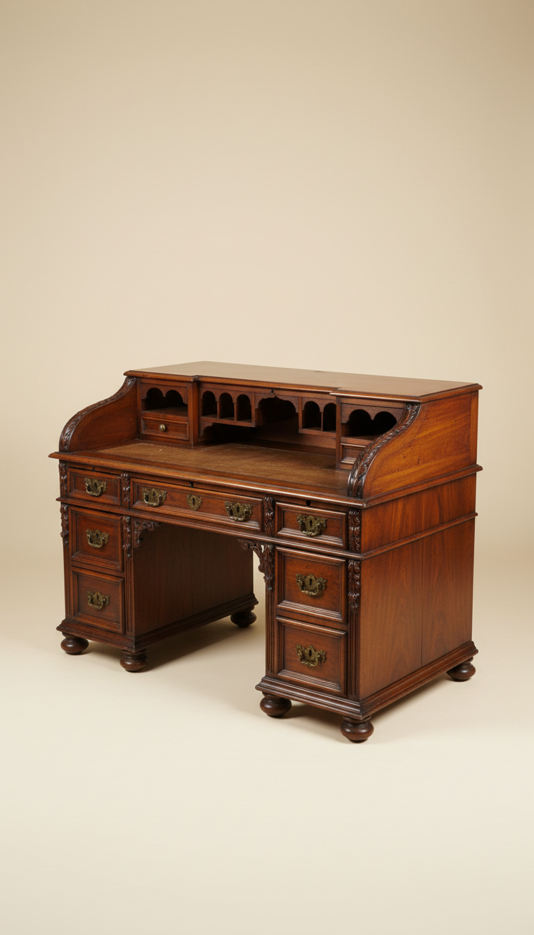 Restored Walnut Writing Desk with Inlaid Accents