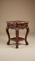 Carved Mahogany Side Table with Scrollwork