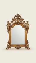 19th-Century French Giltwood Mirror with Rococo Crest